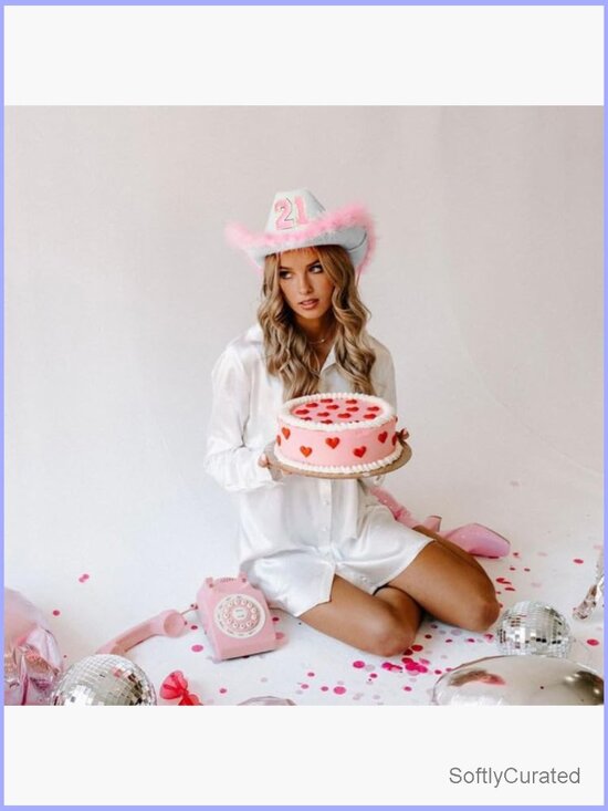 Cowboy Hat with Wide Brim 21st Birthday Party Accessory Sparkly One Size main image 4